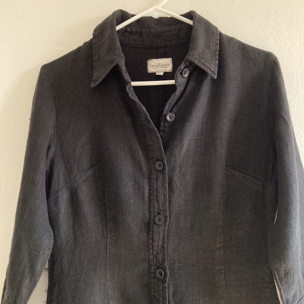 Vintage Sundance 100% black linen dress Small